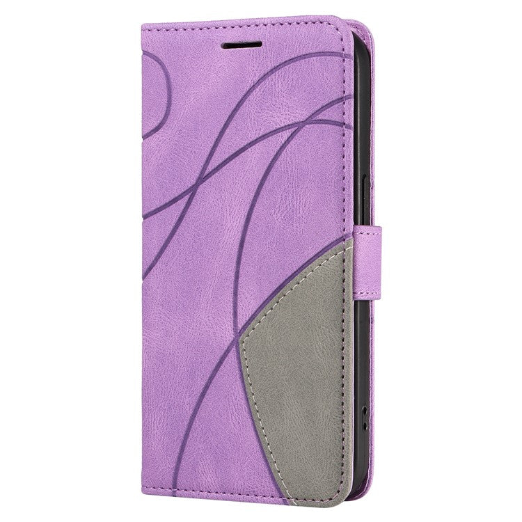 KT Leather Series-1 For Oppo Reno12 5G (Global) Color Splicing Wallet Case Leather Phone Cover - Light Purple