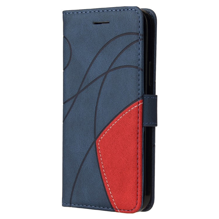 KT Leather Series-1 For vivo Y28 4G Color Splicing Wallet Case Leather Phone Cover - Blue