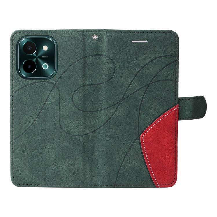KT Leather Series-1 For vivo Y28 4G Color Splicing Wallet Case Leather Phone Cover - Green