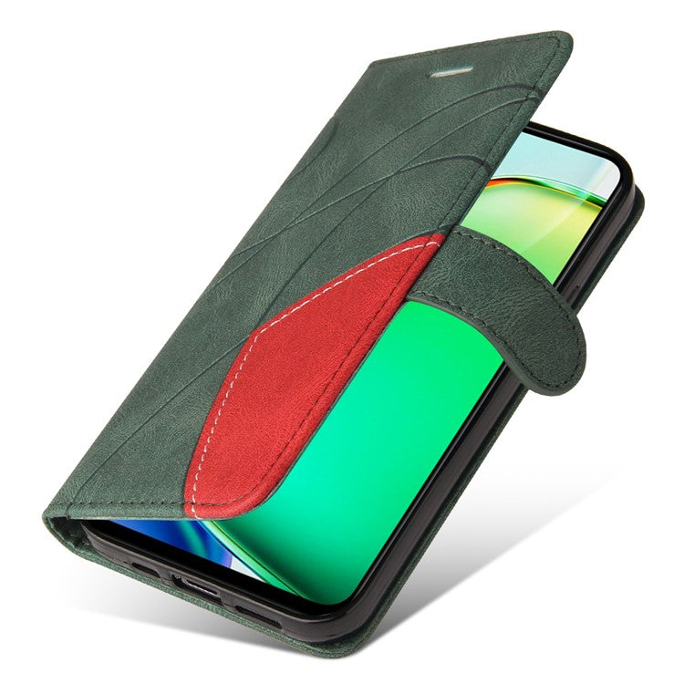 KT Leather Series-1 For vivo Y28 4G Color Splicing Wallet Case Leather Phone Cover - Green