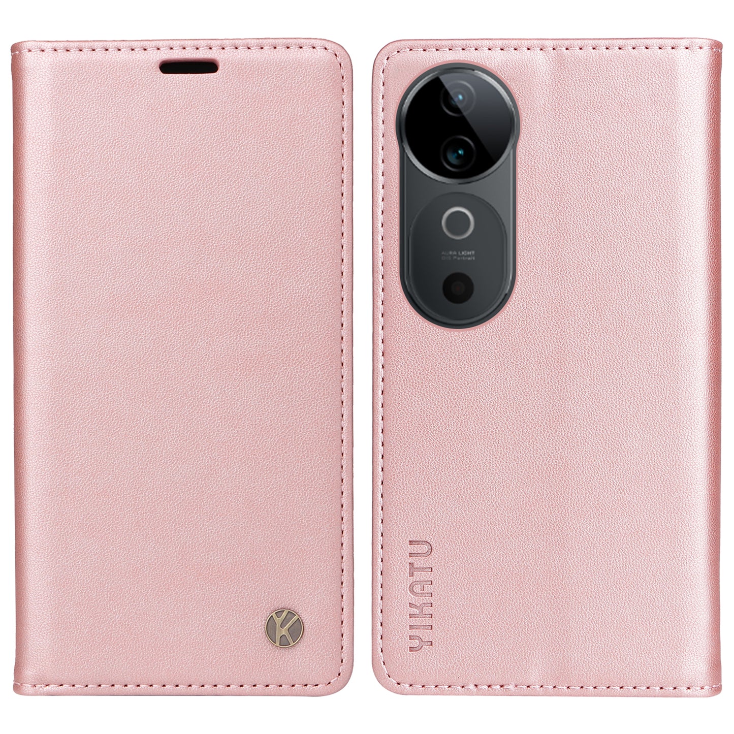 YIKATU YK-001 For vivo S19 5G / V40 5G Case Strong Magnetic Leather Phone Cover - Rose Gold