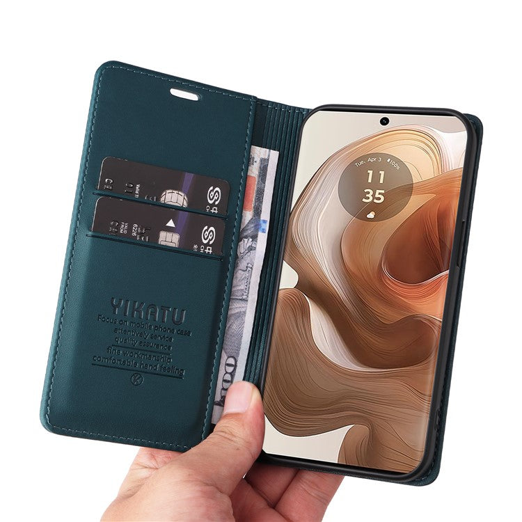 YIKATU YK-001 For Motorola Moto X50 Ultra 5G / Edge 50 Ultra 5G Case Wallet Leather + Matte TPU Phone Cover - Green