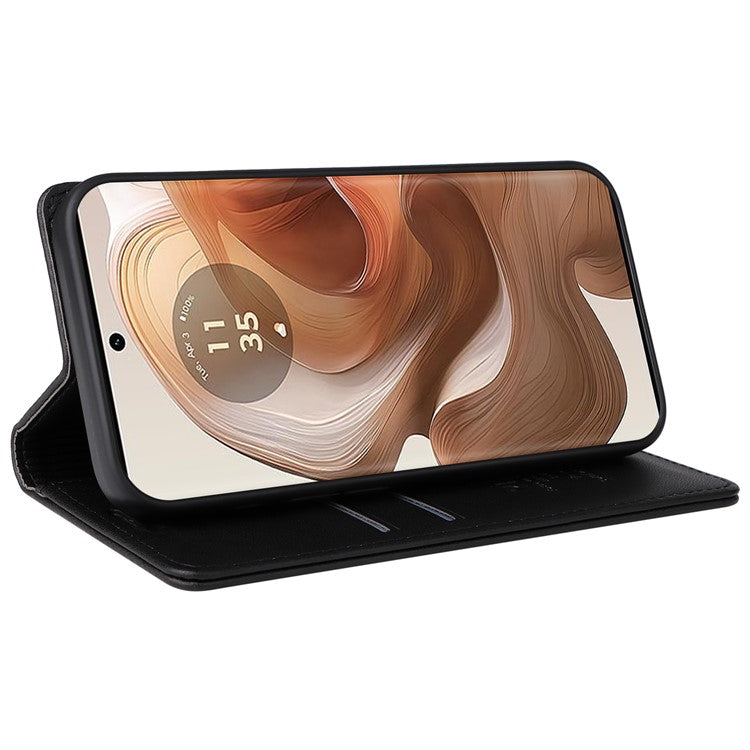 YIKATU YK-001 For Motorola Moto X50 Ultra 5G / Edge 50 Ultra 5G Case Wallet Leather + Matte TPU Phone Cover - Black