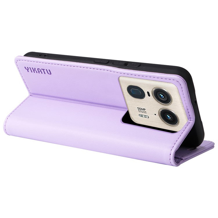 YIKATU YK-001 For Motorola Moto X50 Ultra 5G / Edge 50 Ultra 5G Case Wallet Leather + Matte TPU Phone Cover - Light Purple
