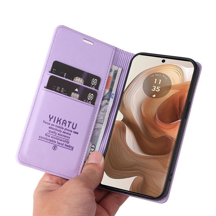 YIKATU YK-001 For Motorola Moto X50 Ultra 5G / Edge 50 Ultra 5G Case Wallet Leather + Matte TPU Phone Cover - Light Purple