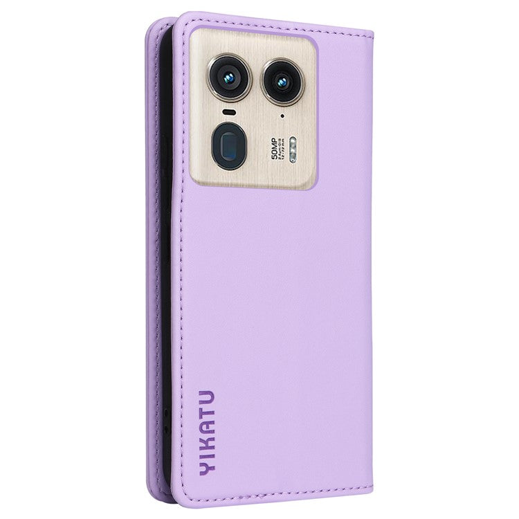 YIKATU YK-001 For Motorola Moto X50 Ultra 5G / Edge 50 Ultra 5G Case Wallet Leather + Matte TPU Phone Cover - Light Purple