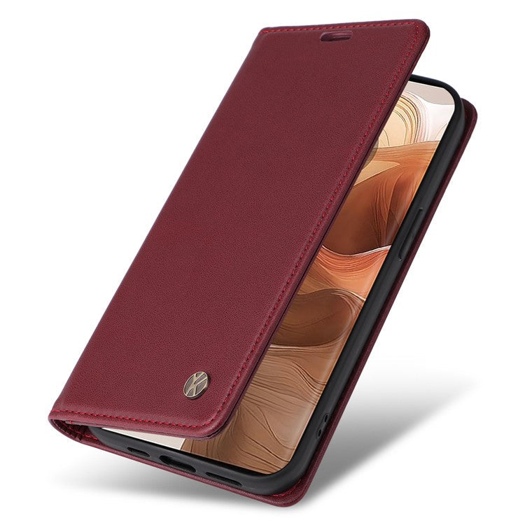 YIKATU YK-001 For Motorola Moto X50 Ultra 5G / Edge 50 Ultra 5G Case Wallet Leather + Matte TPU Phone Cover - Wine Red