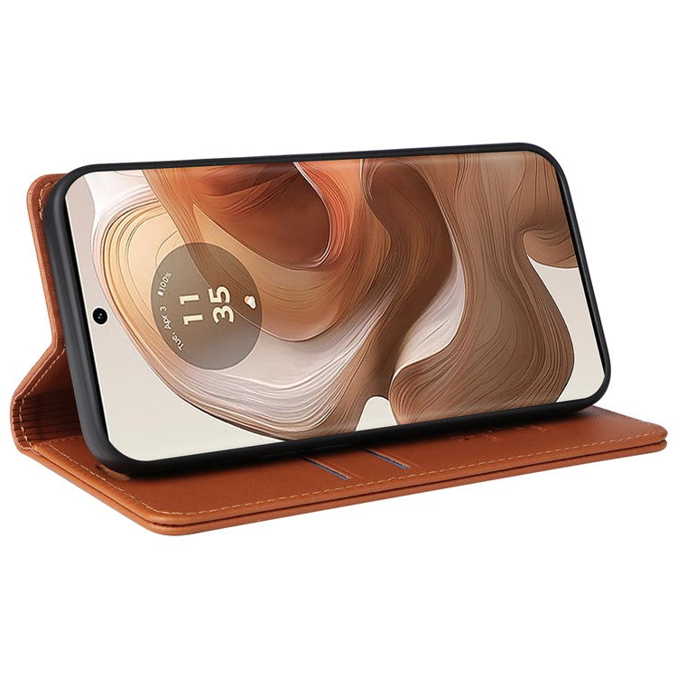 YIKATU YK-001 For Motorola Moto X50 Ultra 5G / Edge 50 Ultra 5G Case Wallet Leather + Matte TPU Phone Cover - Brown