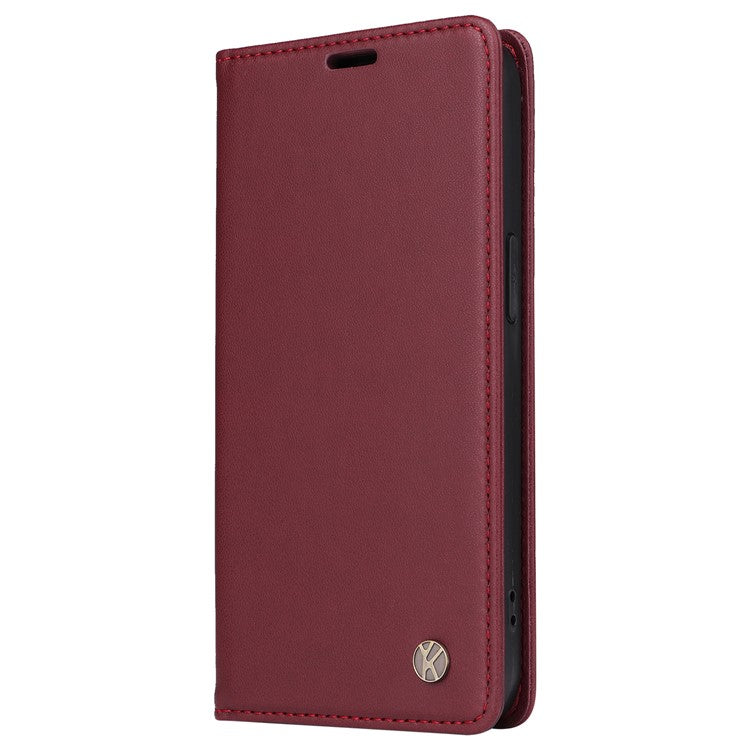 YIKATU YK-001 For Oppo Reno12 Pro 5G (China) / (Global) Case Leather Magnetic Auto-absorbed Phone Cover - Wine Red