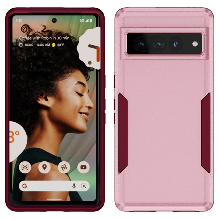 For Google Pixel 7 Pro Phone Case PC + TPU Dual Layer Shockproof Cover Back Protector Anti-drop Phone Case - Pink / Rose