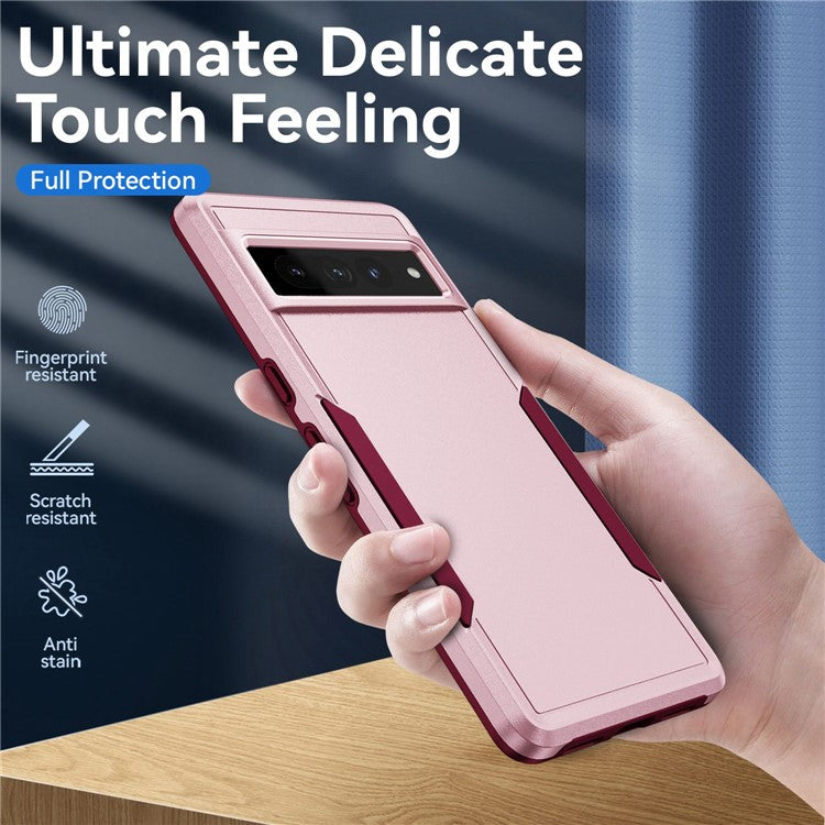 For Google Pixel 7 Pro Phone Case PC + TPU Dual Layer Shockproof Cover Back Protector Anti-drop Phone Case - Pink / Rose