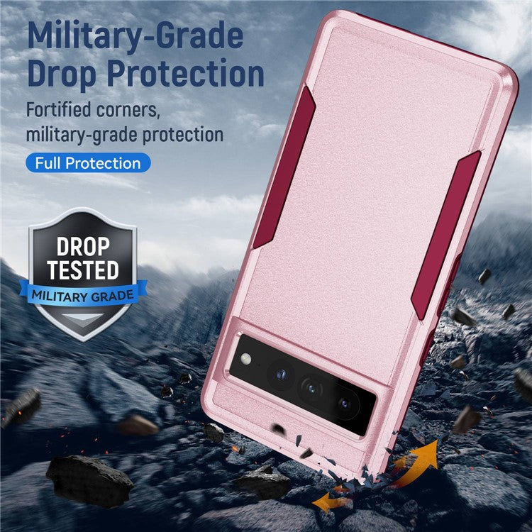 For Google Pixel 7 Pro Phone Case PC + TPU Dual Layer Shockproof Cover Back Protector Anti-drop Phone Case - Pink / Rose