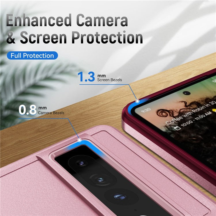 For Google Pixel 7 Pro Phone Case PC + TPU Dual Layer Shockproof Cover Back Protector Anti-drop Phone Case - Pink / Rose