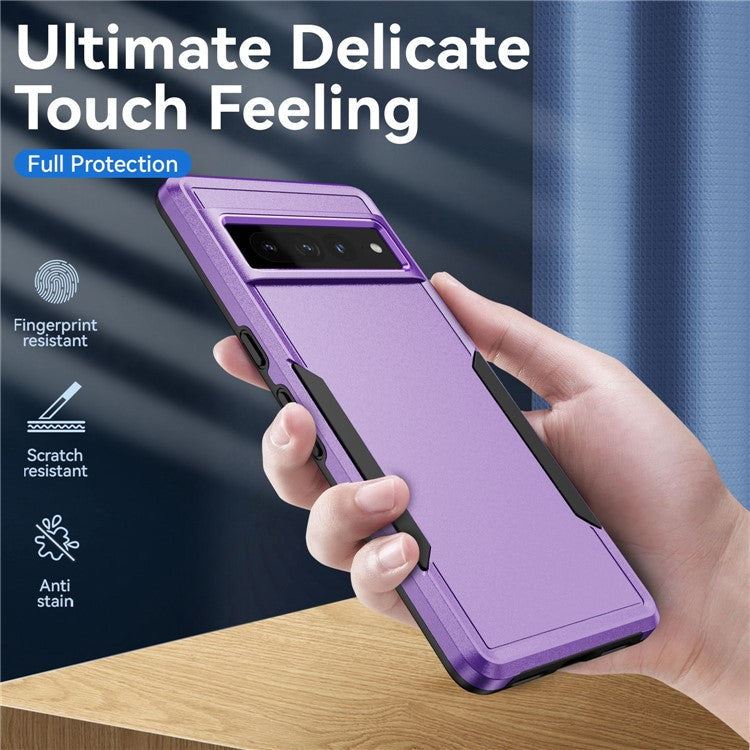 For Google Pixel 7 Pro Phone Case PC + TPU Dual Layer Shockproof Cover Back Protector Anti-drop Phone Case - Purple / Black
