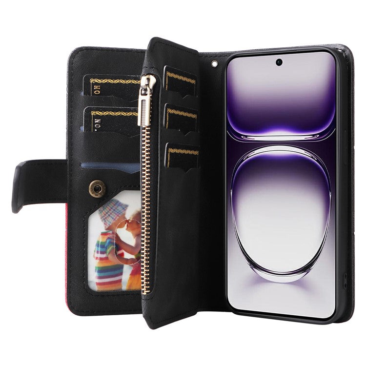 KT Multi-Function Series-5 For Oppo Reno12 5G (Global) PU Leather Dual Color Splicing Cell Phone Case - Black