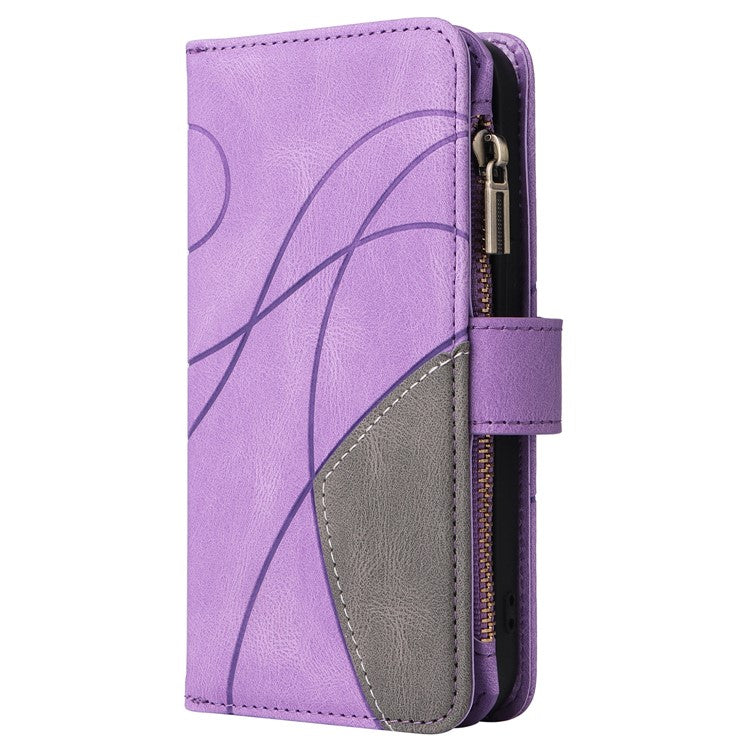 KT Multi-Function Series-5 For Oppo Reno12 5G (Global) PU Leather Dual Color Splicing Cell Phone Case - Light Purple