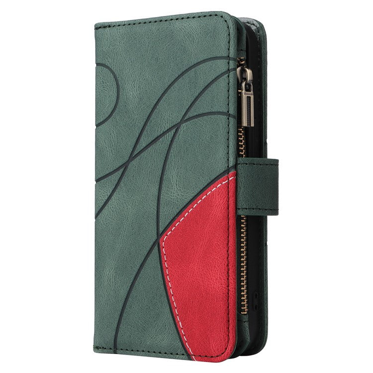 KT Multi-Function Series-5 For Oppo Reno12 5G (Global) PU Leather Dual Color Splicing Cell Phone Case - Green