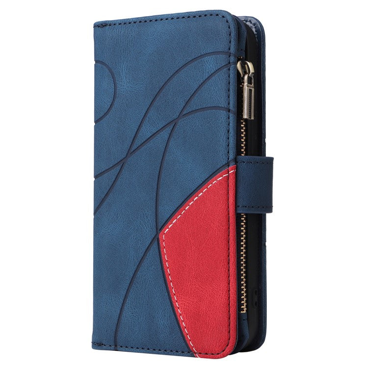 KT Multi-Function Series-5 For Oppo Reno12 5G (Global) PU Leather Dual Color Splicing Cell Phone Case - Blue