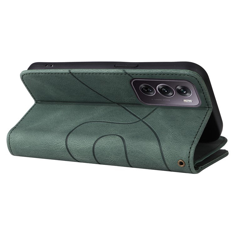 KT Multi-Function Series-5 For Oppo Reno12 Pro 5G (Global) / Reno12 Pro 5G (China) PU Leather Dual Color Splicing Cell Phone Case - Green