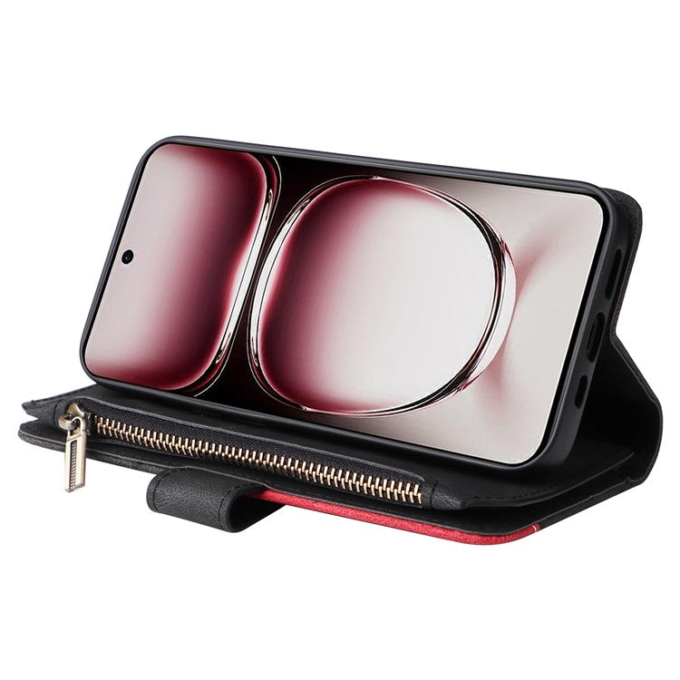 KT Multi-Function Series-5 For Oppo Reno12 Pro 5G (Global) / Reno12 Pro 5G (China) PU Leather Dual Color Splicing Cell Phone Case - Black