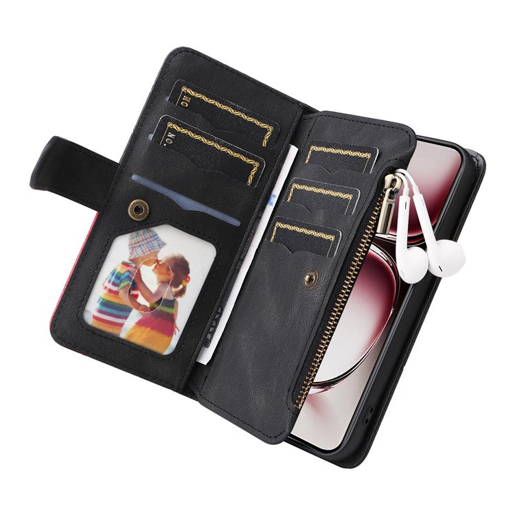 KT Multi-Function Series-5 For Oppo Reno12 Pro 5G (Global) / Reno12 Pro 5G (China) PU Leather Dual Color Splicing Cell Phone Case - Black