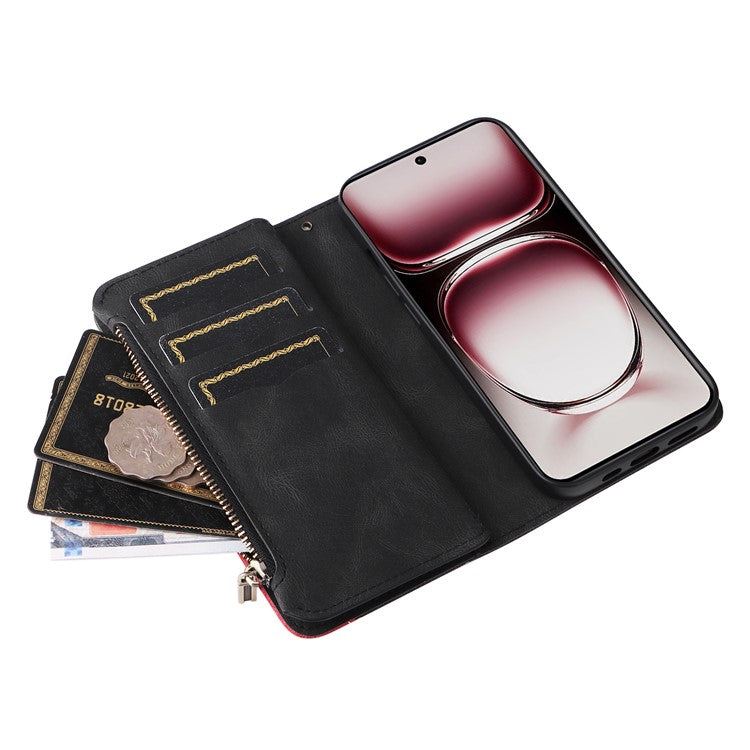 KT Multi-Function Series-5 For Oppo Reno12 Pro 5G (Global) / Reno12 Pro 5G (China) PU Leather Dual Color Splicing Cell Phone Case - Black