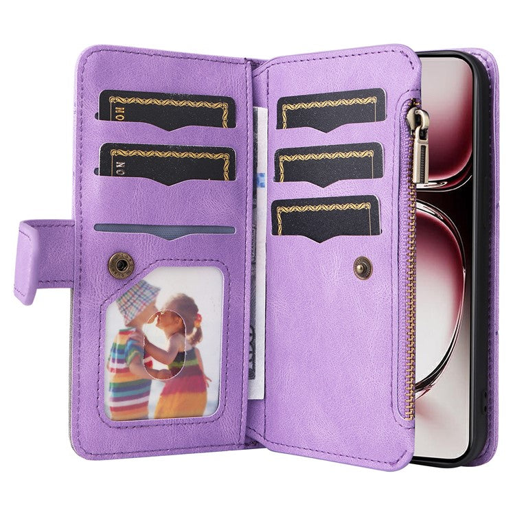 KT Multi-Function Series-5 For Oppo Reno12 Pro 5G (Global) / Reno12 Pro 5G (China) PU Leather Dual Color Splicing Cell Phone Case - Light Purple