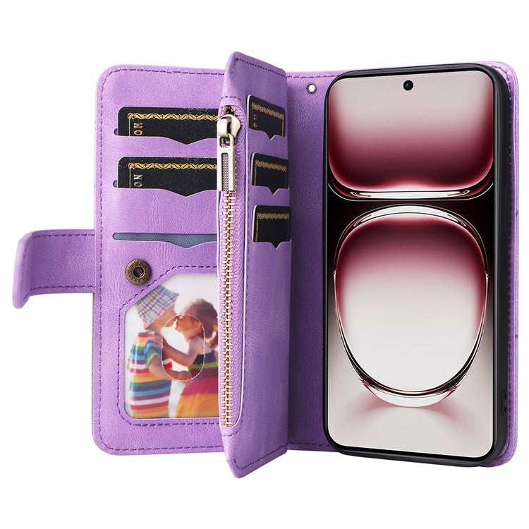 KT Multi-Function Series-5 For Oppo Reno12 Pro 5G (Global) / Reno12 Pro 5G (China) PU Leather Dual Color Splicing Cell Phone Case - Light Purple