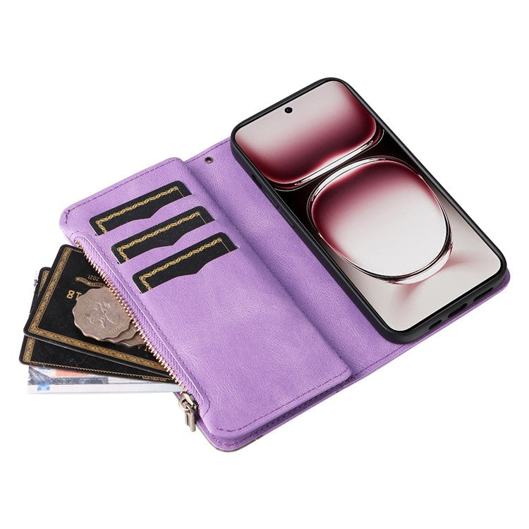 KT Multi-Function Series-5 For Oppo Reno12 Pro 5G (Global) / Reno12 Pro 5G (China) PU Leather Dual Color Splicing Cell Phone Case - Light Purple