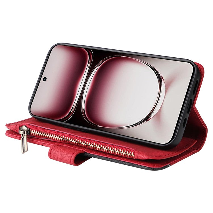 KT Multi-Function Series-5 For Oppo Reno12 Pro 5G (Global) / Reno12 Pro 5G (China) PU Leather Dual Color Splicing Cell Phone Case - Red