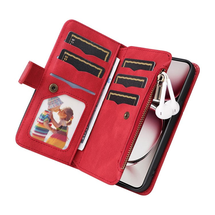 KT Multi-Function Series-5 For Oppo Reno12 Pro 5G (Global) / Reno12 Pro 5G (China) PU Leather Dual Color Splicing Cell Phone Case - Red
