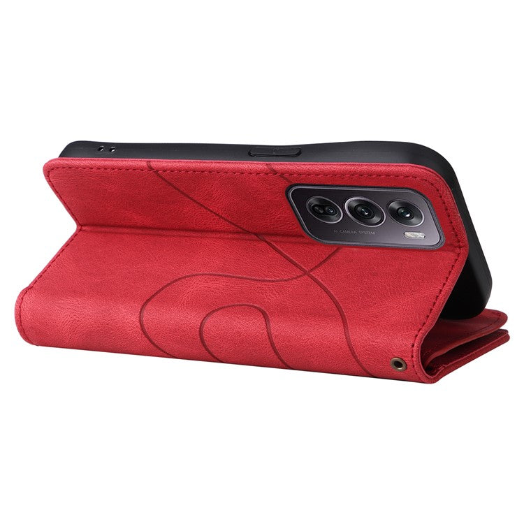 KT Multi-Function Series-5 For Oppo Reno12 Pro 5G (Global) / Reno12 Pro 5G (China) PU Leather Dual Color Splicing Cell Phone Case - Red