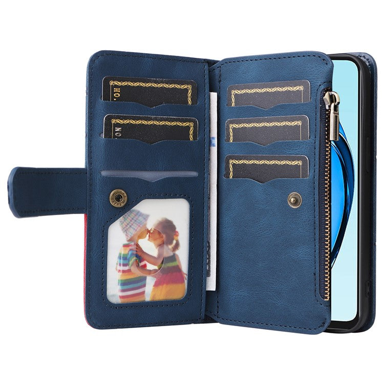KT Multi-Function Series-5 For Oppo A60 4G Cover Anti-scratch PU Leather Dual Color Splicing Cell Phone Case - Blue