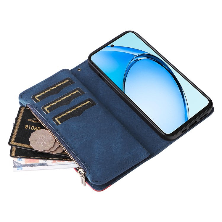 KT Multi-Function Series-5 For Oppo A60 4G Cover Anti-scratch PU Leather Dual Color Splicing Cell Phone Case - Blue