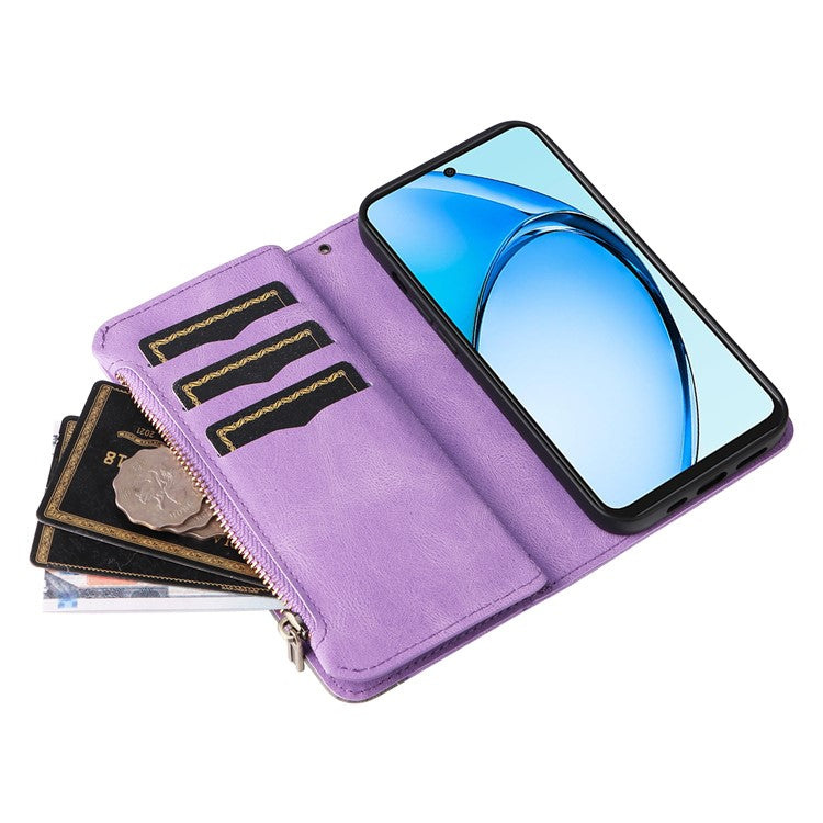KT Multi-Function Series-5 For Oppo A60 4G Cover Anti-scratch PU Leather Dual Color Splicing Cell Phone Case - Light Purple