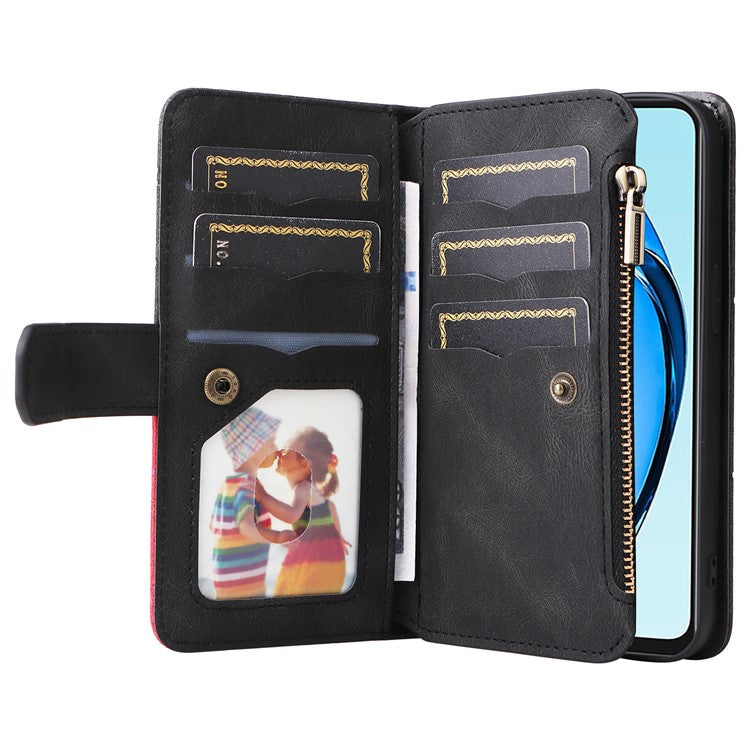 KT Multi-Function Series-5 For Oppo A60 4G Cover Anti-scratch PU Leather Dual Color Splicing Cell Phone Case - Black