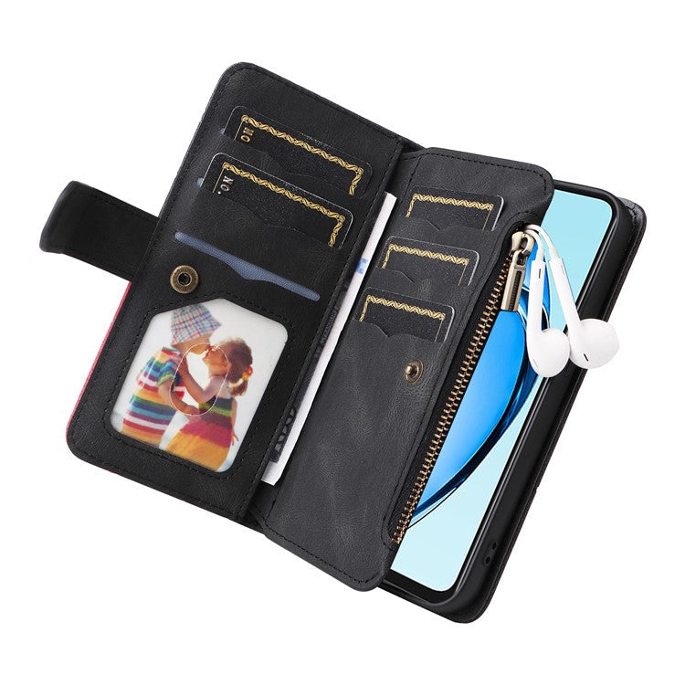 KT Multi-Function Series-5 For Oppo A60 4G Cover Anti-scratch PU Leather Dual Color Splicing Cell Phone Case - Black