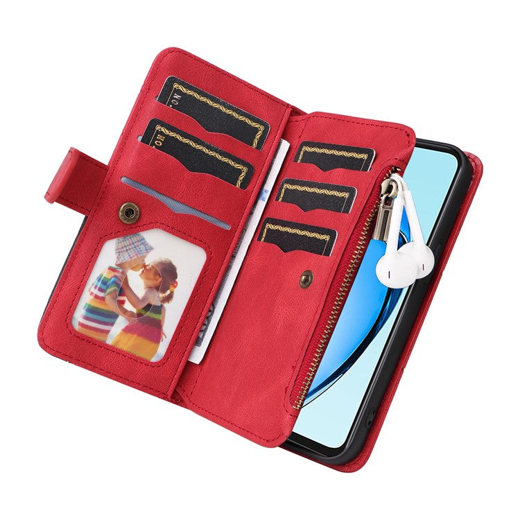 KT Multi-Function Series-5 For Oppo A60 4G Cover Anti-scratch PU Leather Dual Color Splicing Cell Phone Case - Red