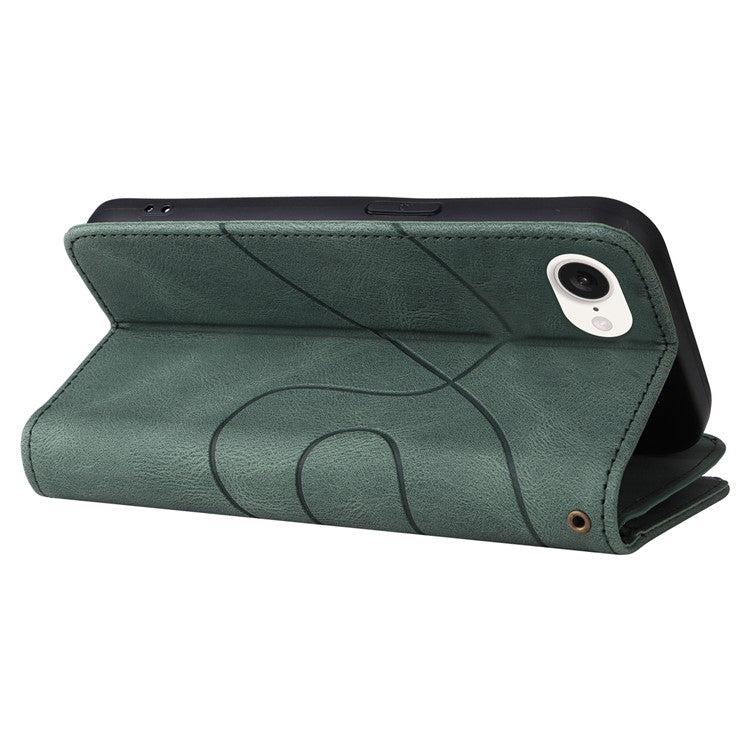 For iPhone 16e Cover Anti-Scratch PU Leather Dual Color Splicing Cell Phone Case - Green