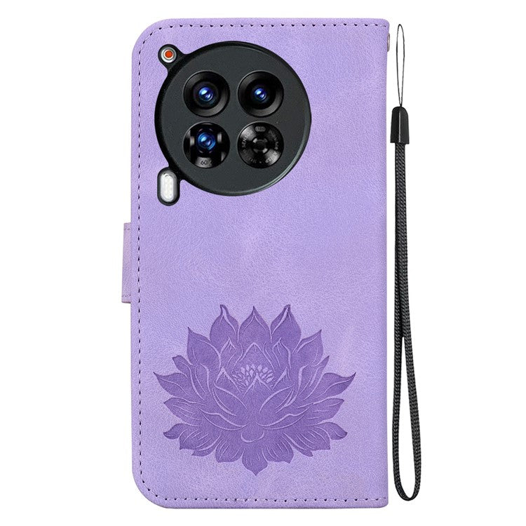 For TECNO Camon 30 Premier 5G Case Lotus Imprint Leather Wallet Phone Cover with Stand - Purple