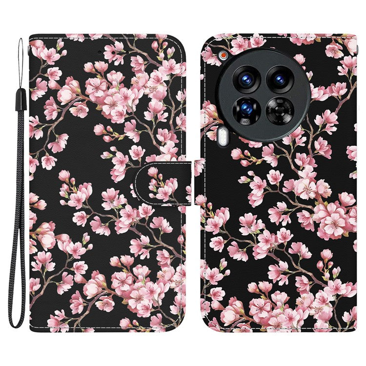 For TECNO Camon 30 Premier 5G Stand Wallet Case Pattern Print Leather Phone Cover - Plum Blossom