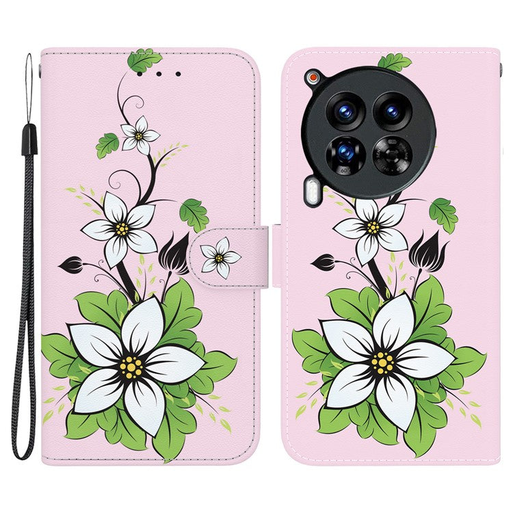 For TECNO Camon 30 Premier 5G Stand Wallet Case Pattern Print Leather Phone Cover - Lily