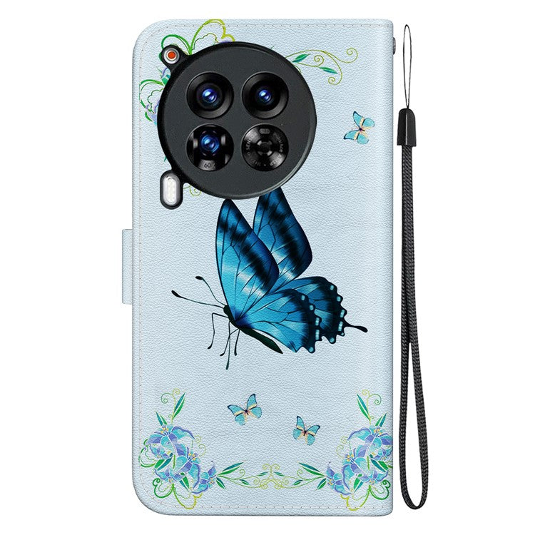 For TECNO Camon 30 Premier 5G Stand Wallet Case Pattern Print Leather Phone Cover - Blue Butterfly Flower