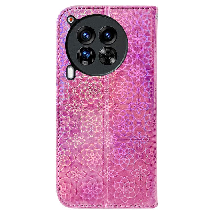 For TECNO Camon 30 Premier 5G Case Dazzling Flower Protective PU Leather Stand Phone Cover - Pink