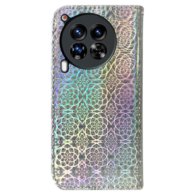For TECNO Camon 30 Premier 5G Case Dazzling Flower Protective PU Leather Stand Phone Cover - Grey