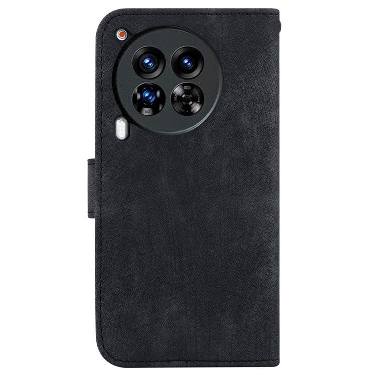 For TECNO Camon 30 Premier 5G Wallet Case Cute Tiger Imprint Leather Phone Cover - Black