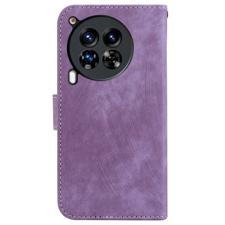 For TECNO Camon 30 Premier 5G Wallet Case Cute Tiger Imprint Leather Phone Cover - Purple