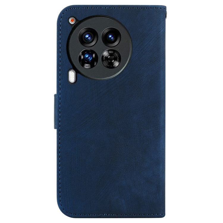 For TECNO Camon 30 Premier 5G Wallet Case Cute Tiger Imprint Leather Phone Cover - Dark Blue