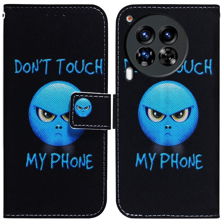 For TECNO Camon 30 Premier 5G Phone Case Pattern Print Anti-Drop PU Leather Flip Wallet Cover - Don't Touch My Phone