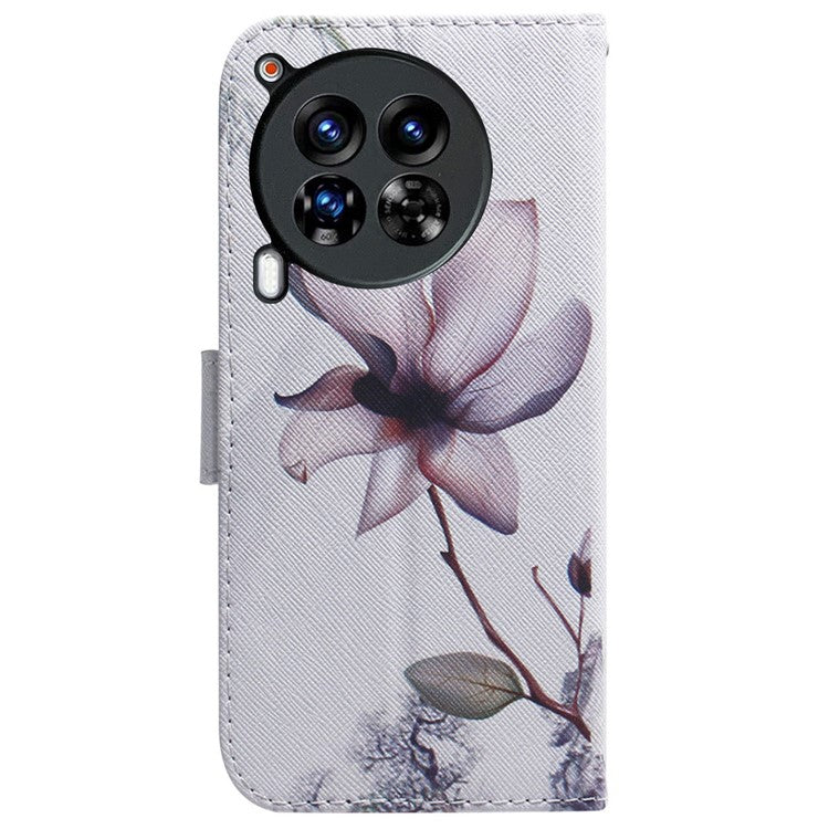 For TECNO Camon 30 Premier 5G Phone Case Pattern Print Anti-Drop PU Leather Flip Wallet Cover - Pink Flower